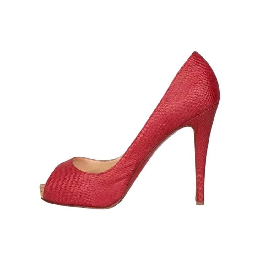 Christian Louboutin Open Toe Pumps Red Leather Very good condition - Front View