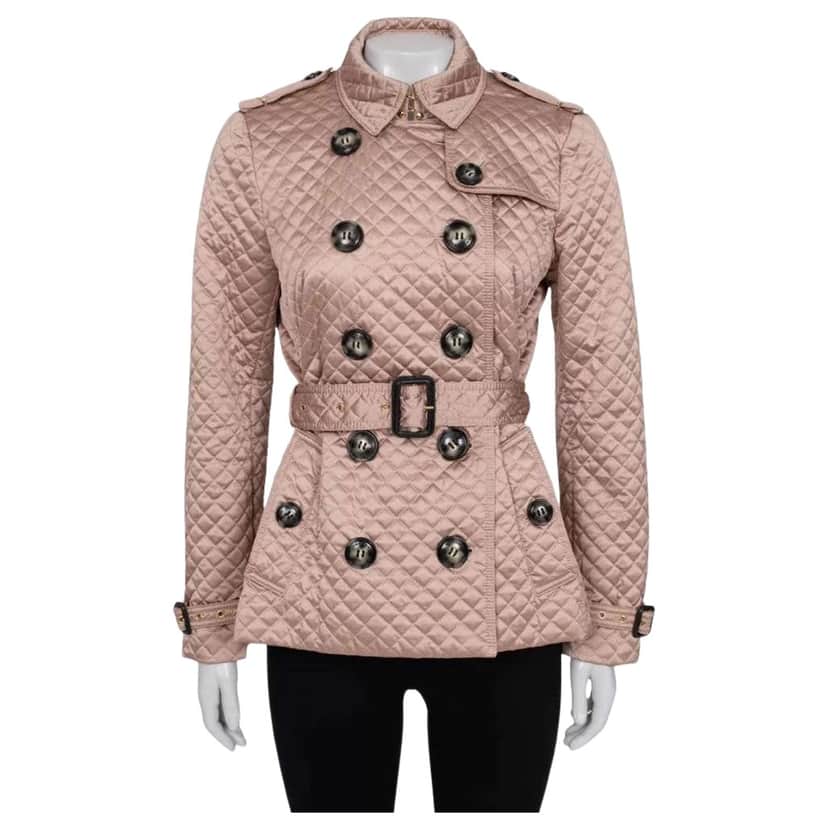 Burberry Quilted Belted Jacket Beige Cotton Very good condition - Front View