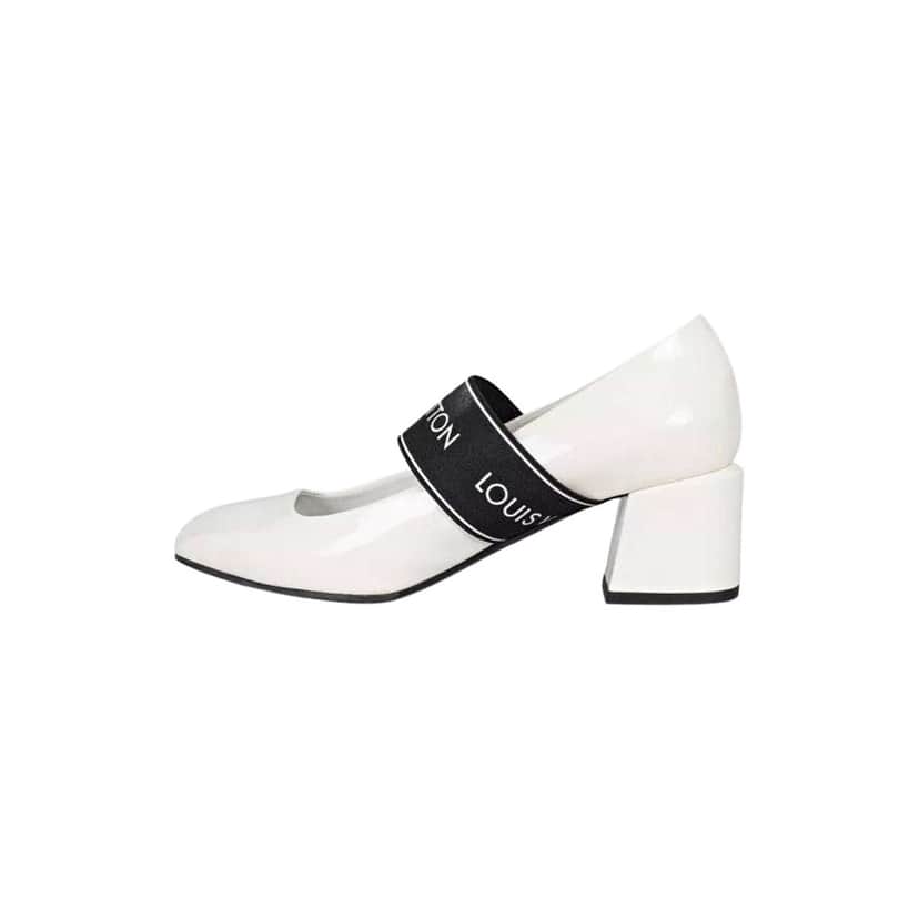 Louis Vuitton Elastic Heels White Leather Good condition - Front View