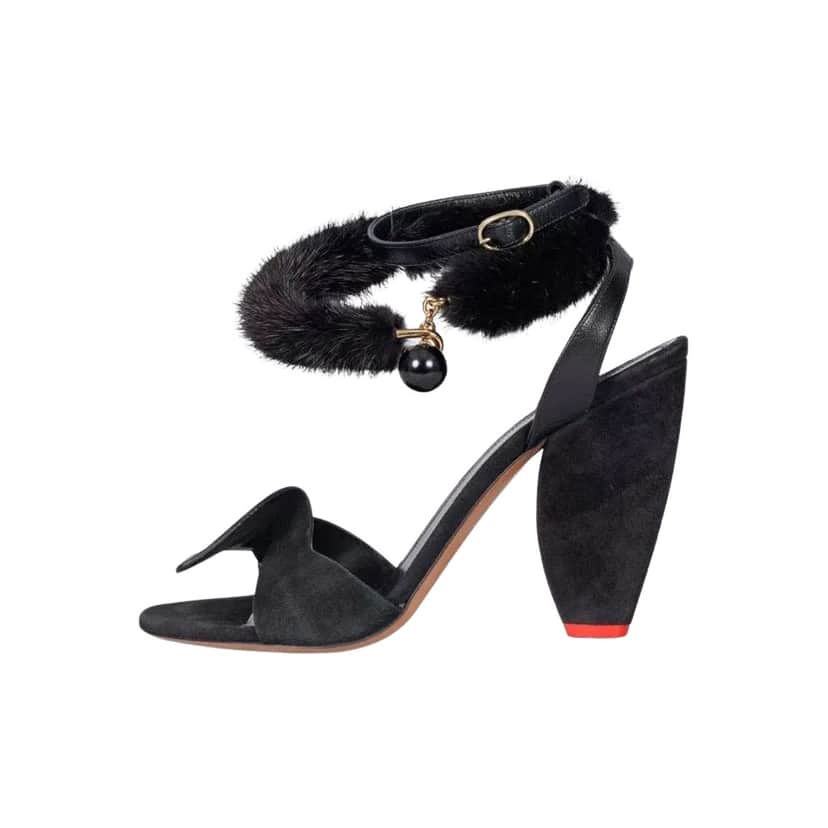 Celine Sandals with Strap Black Leather Very good condition - Front View