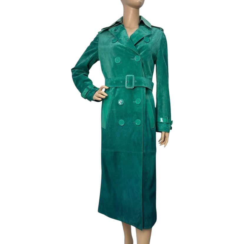 Burberry Prorsum Dégradé Trench Coat Black Suede Very good condition - Front View