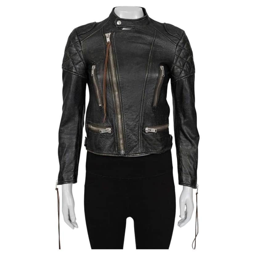 Saint Laurent Fitted Biker Jacket Black Leather Very good condition - Front View