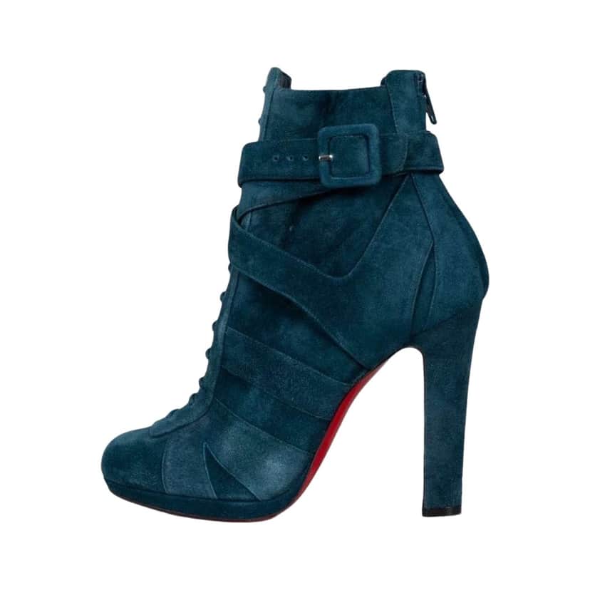 Christian Louboutin Light Ankle Boots Blue Leather Very good condition - Front View