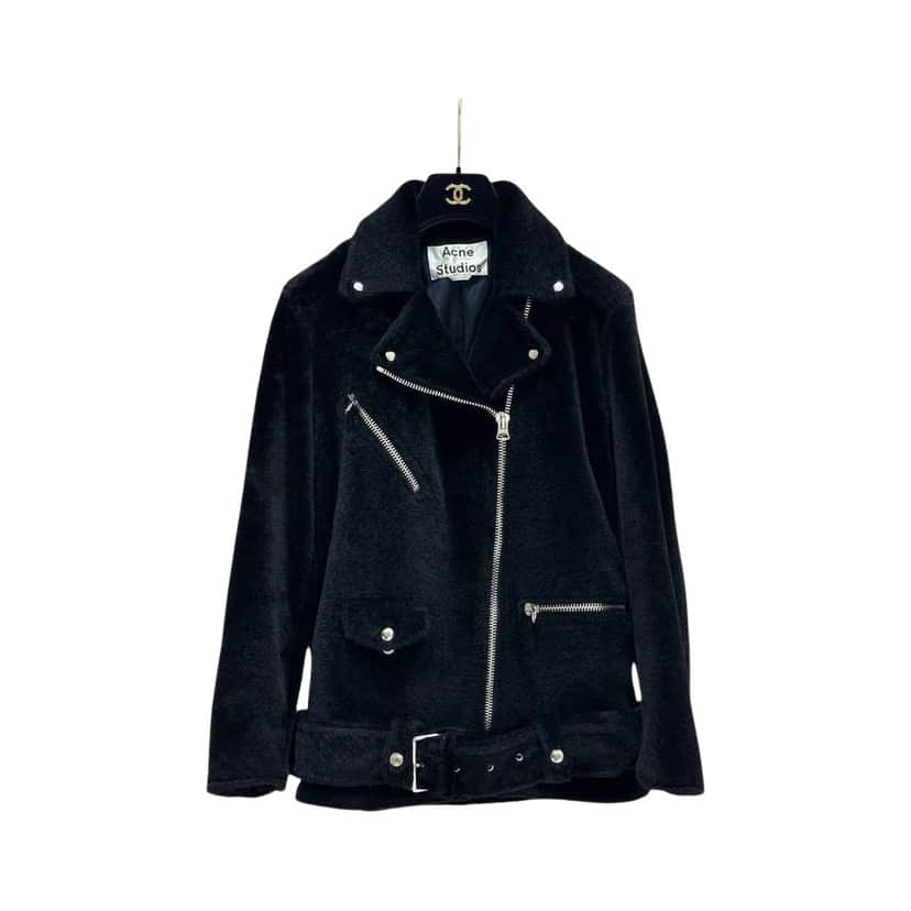Acne Studios Biker Jacket Black Leather Very good condition - Front View