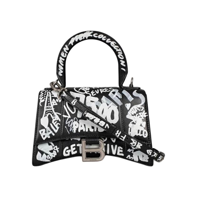 Balenciaga Hourglass Bag Black Leather Very good condition - Front View