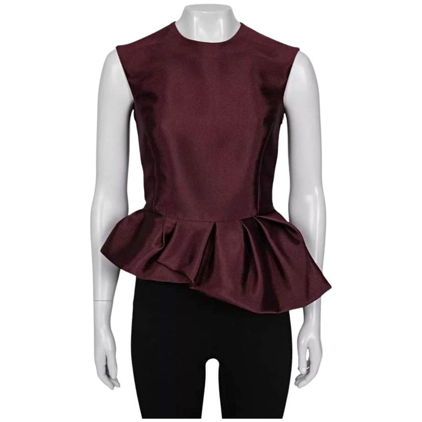 Dior Christian Blend Peplum Top Burgundy Silk Very good condition - Front View
