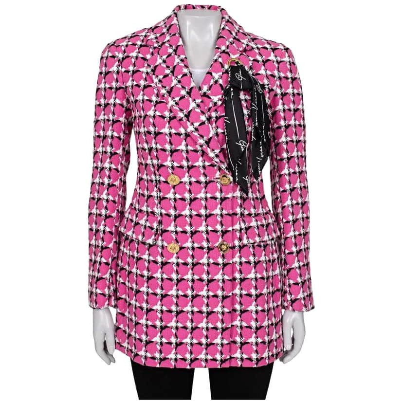 Versace Blend Fitted Buttons Jacket Pink Cotton Very good condition - Front View