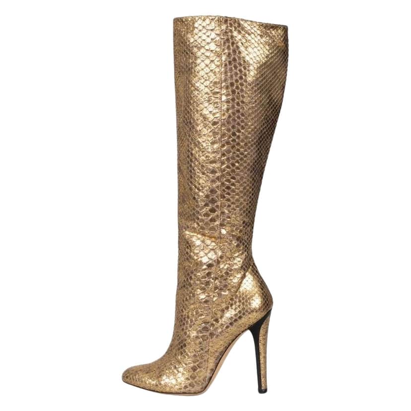 Jimmy Choo Boots Gold Leather Very good condition - Front View