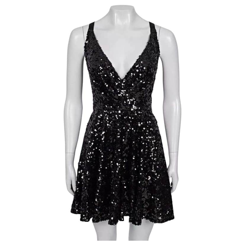 Dolce & Gabbana Sequin Party Dress Black Cotton Very good condition - Front View