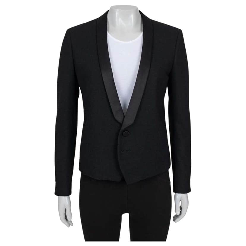 Saint Laurent Jacket with Lapels Black Silk Very good condition - Front View