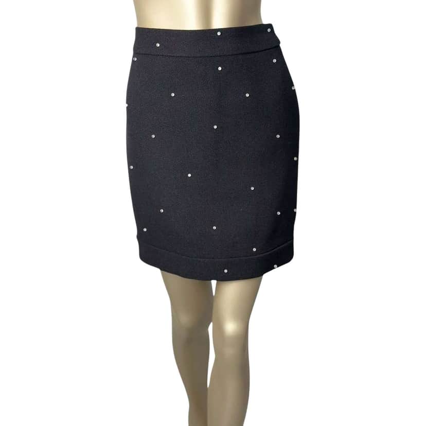 Chanel Mini Embellishment Skirt Black Cotton Very good condition - Front View
