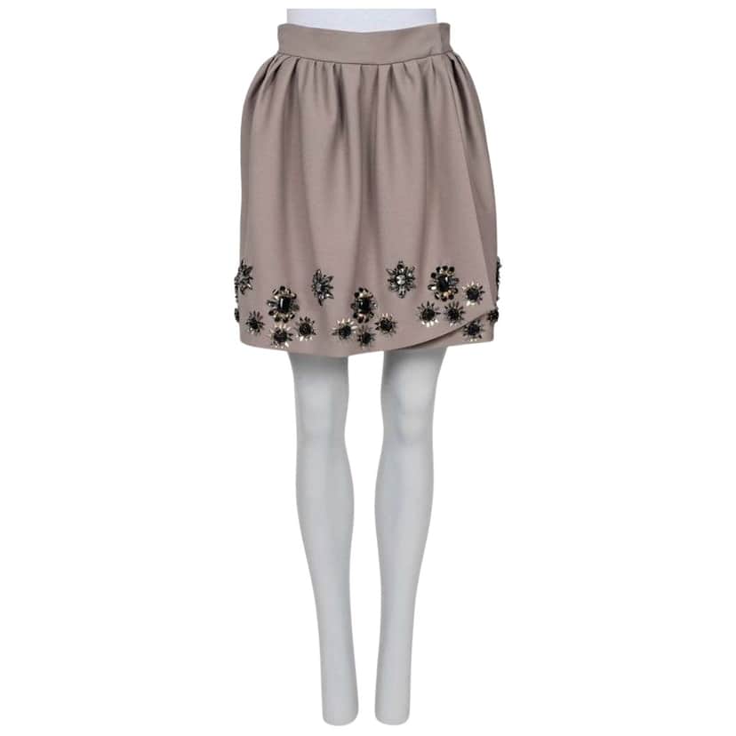 Dior Christian Embellished Floral Skirt Black Silk Very good condition - Front View