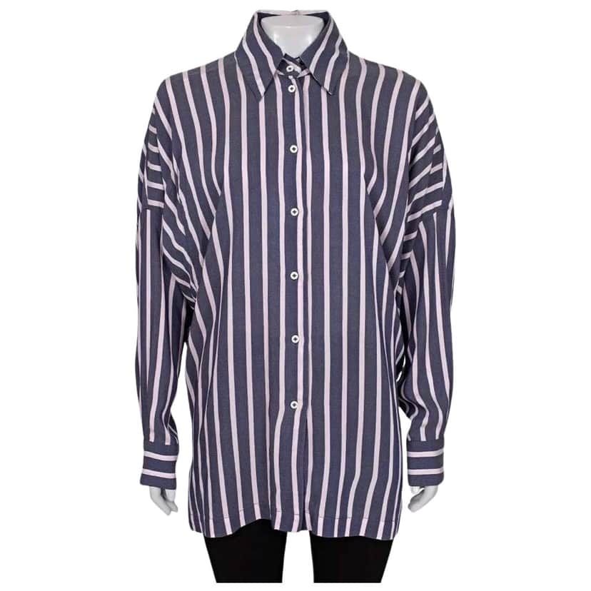 Vivienne Westwood Striped Oversize Viscose Blend Shirt Purple Silk Very good condition - Front View