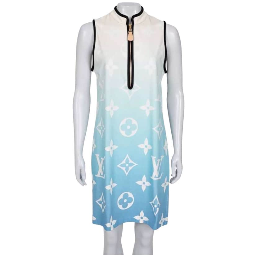 Louis Vuitton Zip Front Straight Dress Blue Cotton Very good condition - Front View