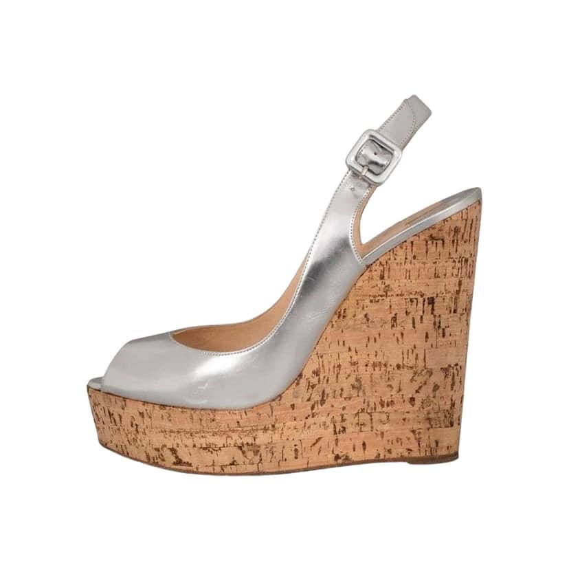 Christian Louboutin Sandals Silver Leather Good condition - Front View