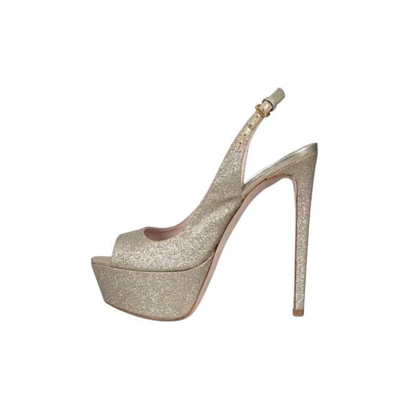 Miu Miu Stiletto High Heel Sandals Gold Leather Very good condition - Front View