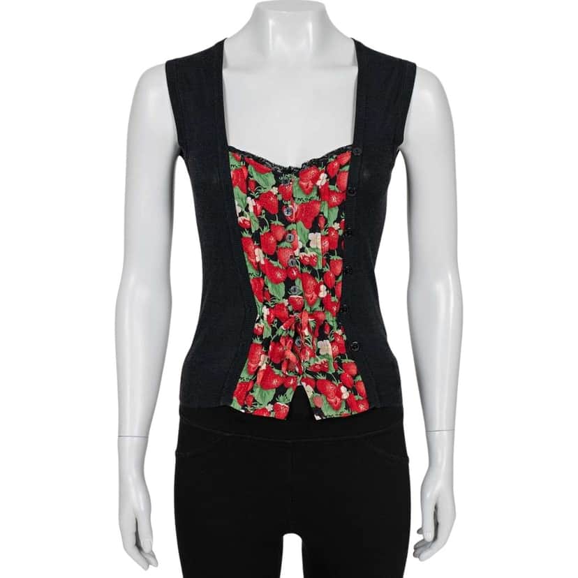 Dolce & Gabbana Button Down Tank Top Black Cotton Very good condition - Front View