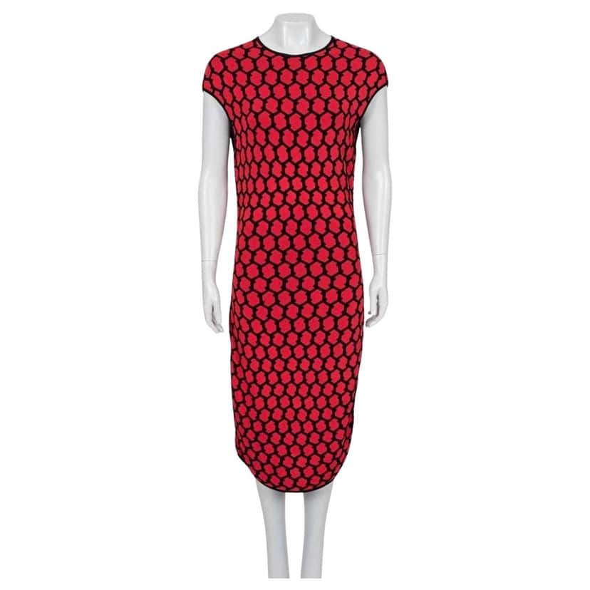 Alexander Mcqueen Geometric Print Fitted Dress Red Very good condition - Front View
