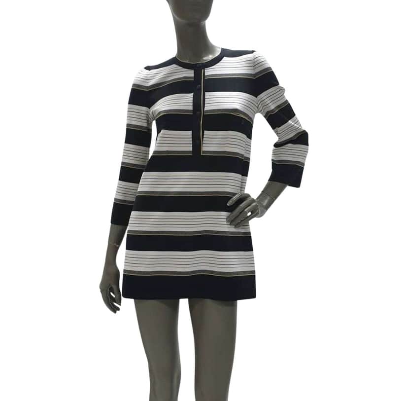Chanel Striped Tunic dress Casual Dress Black Silk Very good condition - Front View
