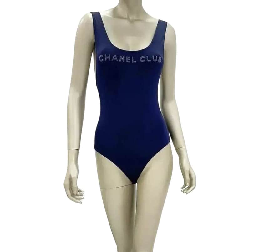 Chanel Club one piece Swimsuit Navy Cotton Very good condition - Front View