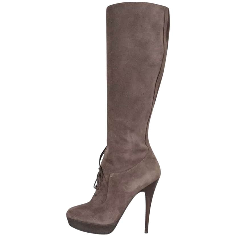 Saint Laurent Graphite Boots Grey Suede Very good condition - Front View