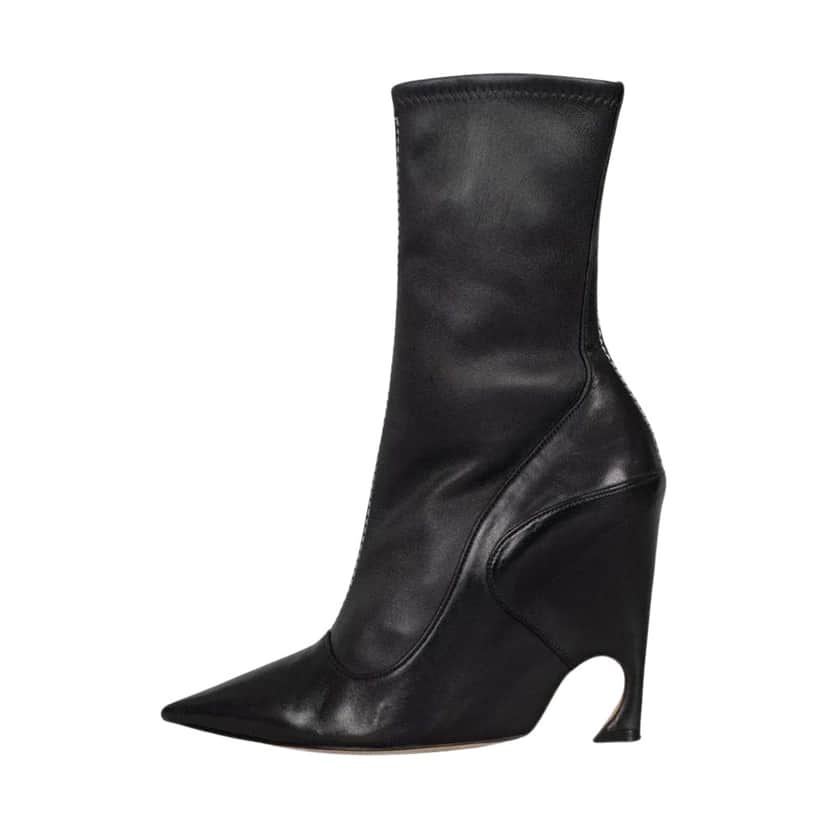 Dior Christian Pointed Ankle Boots Black Leather Very good condition - Front View