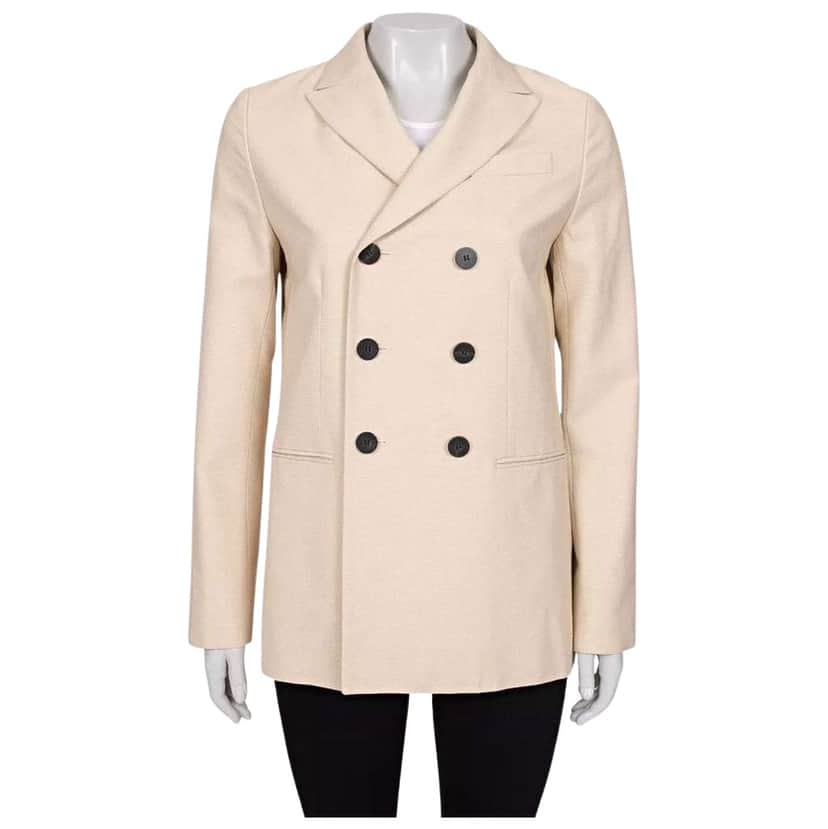 Dior Christian Double Breasted Jacket / Beige Silk Very good condition - Front View