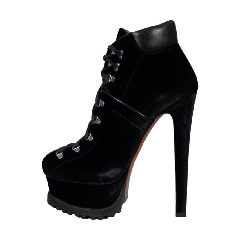 Alaïa Lace Up Booties EU Black Leather Never worn, with tag - Front View