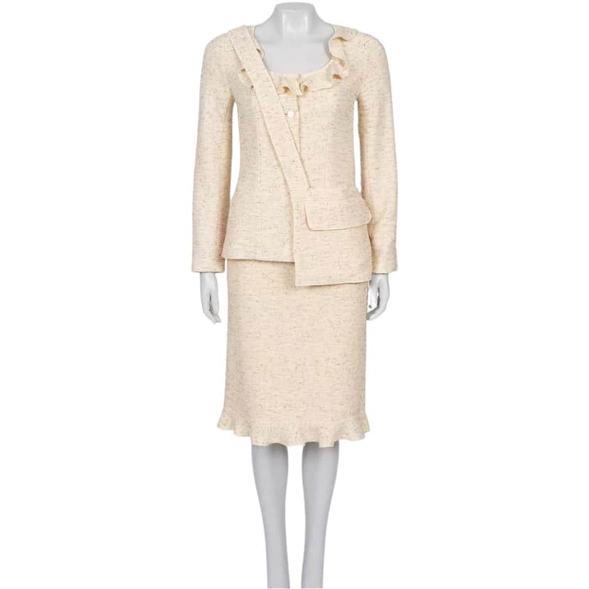 Chanel 1999/2000 Mary Quant Suit Beige Wool Very good condition - Front View