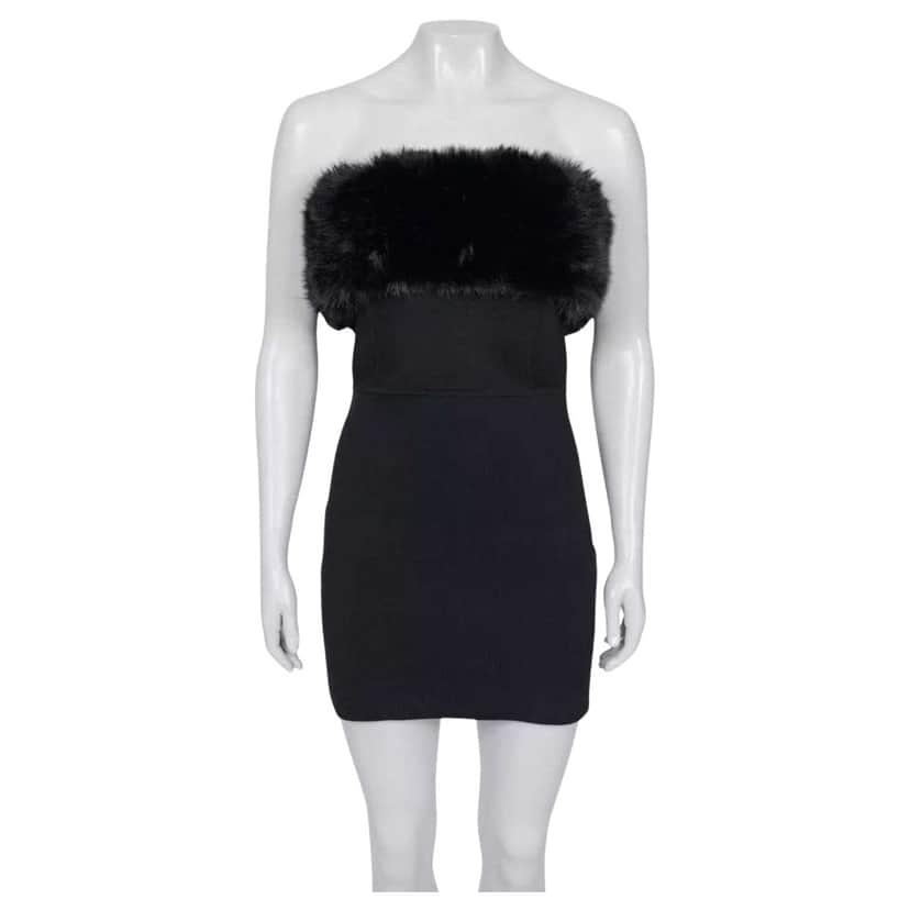 Saint Laurent Trim Sleeveless Dress Black Wool Good condition - Front View