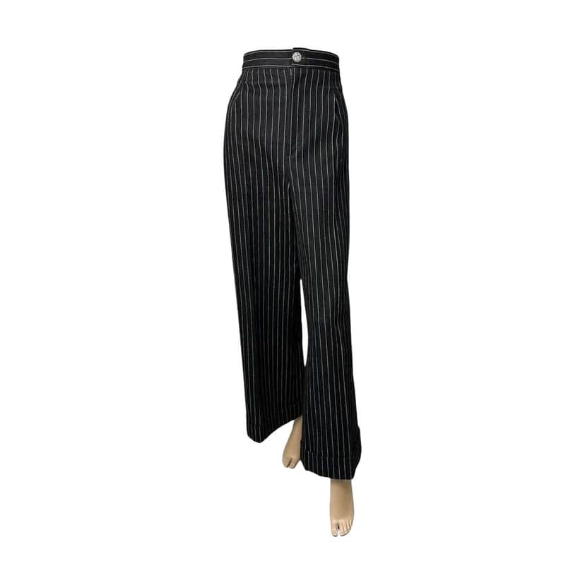 Chanel 2023 Striped Wide Leg Jeans Black Cotton Very good condition - Front View
