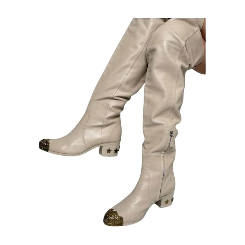 Chanel Paris Dallas Cap Toe Thigh Beige Leather Very good condition - Front View