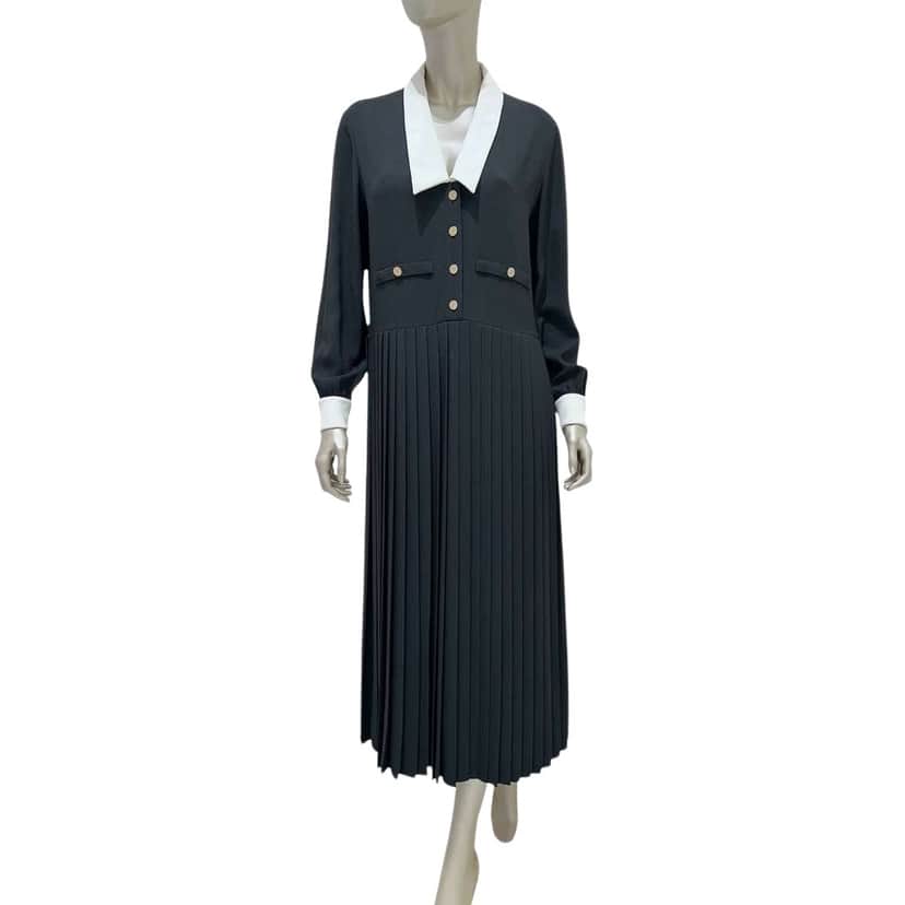 Celine Long Timeless Dress Black Cotton Very good condition - Front View