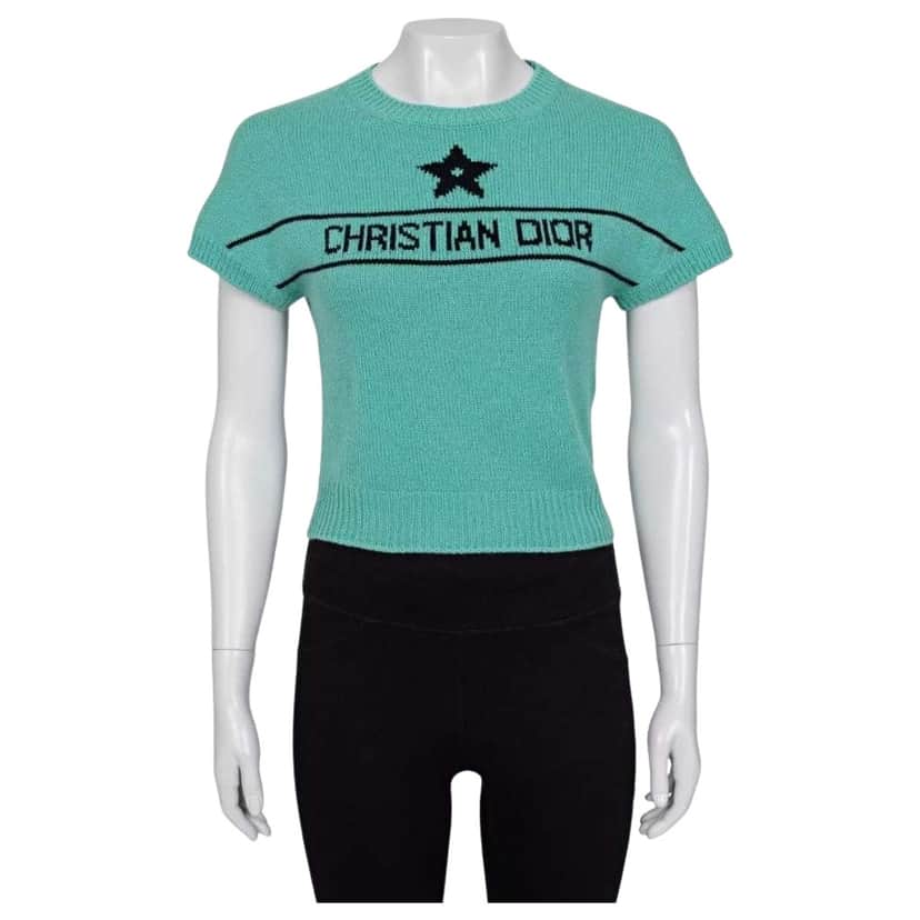 Dior Christian Signature Top Green Cotton Very good condition - Front View