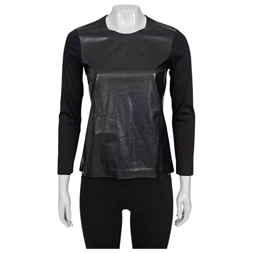 Celine Straight Longsleeve Top with Eco Black Cotton Very good condition - Front View