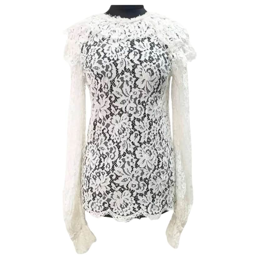 Chanel Floral Lace Blouse White Lace Very good condition - Front View