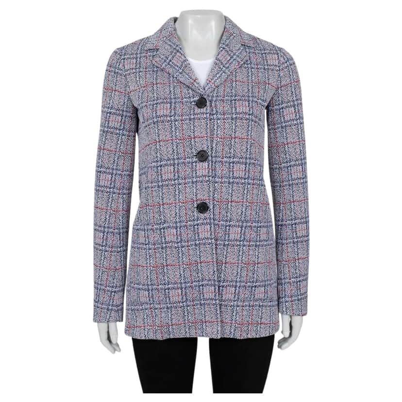 Celine Checked Blazer Blend, Lined Red Cotton Very good condition - Front View