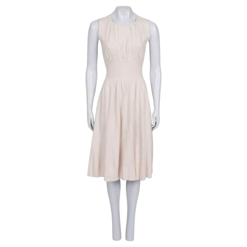 Prada Fitted Sleeveless Dress Beige Wool Very good condition - Front View