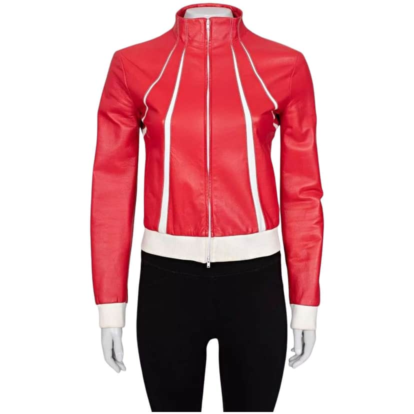 Valentino Garavani Valentino Contrast Details Jacket Red Leather Very good condition - Front View