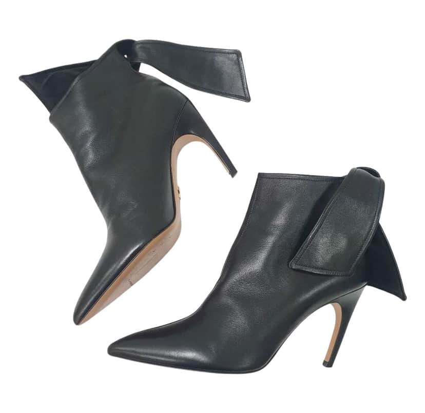 Dior Christian Ties Heels Booties Black Leather Very good condition - Front View