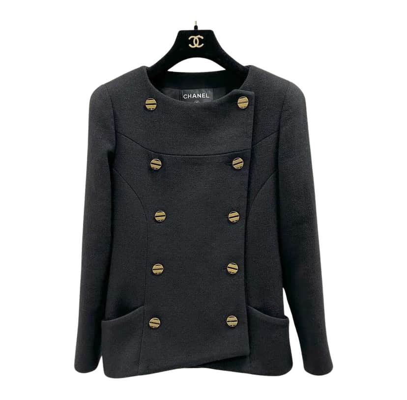 Chanel 19A Jacket Blazer Black Wool Very good condition - Front View