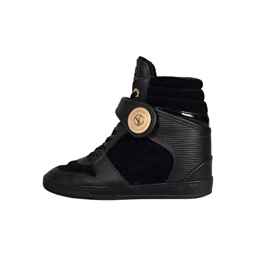 Louis Vuitton Wedge Sneakers Black Leather Good condition - Front View