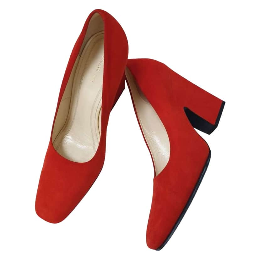 Celine Bright Heels Pumps Red Suede Very good condition - Front View