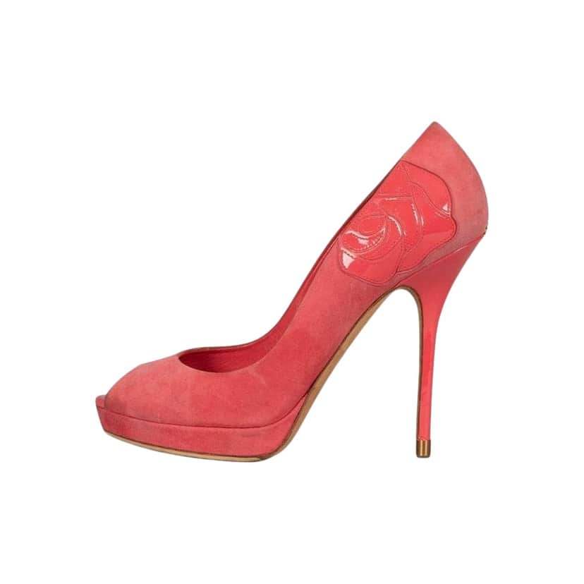 Dior Christian Open Toe Stiletto Pumps Pink Leather Very good condition - Front View