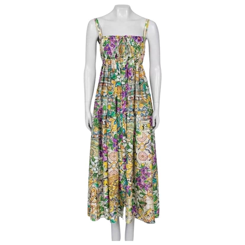 Dolce & Gabbana Vibrant Floral Dress MultiColor Silk Very good condition - Front View