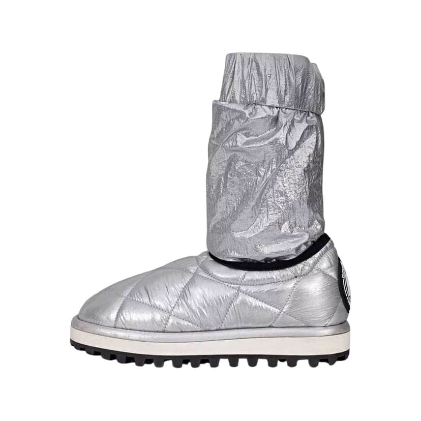 Dolce & Gabbana Elastic Ankle Boots Silver Leather Very good condition - Front View