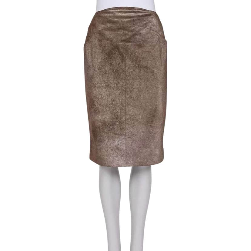 Chanel Pencil Skirt / US Brown Leather Very good condition - Front View
