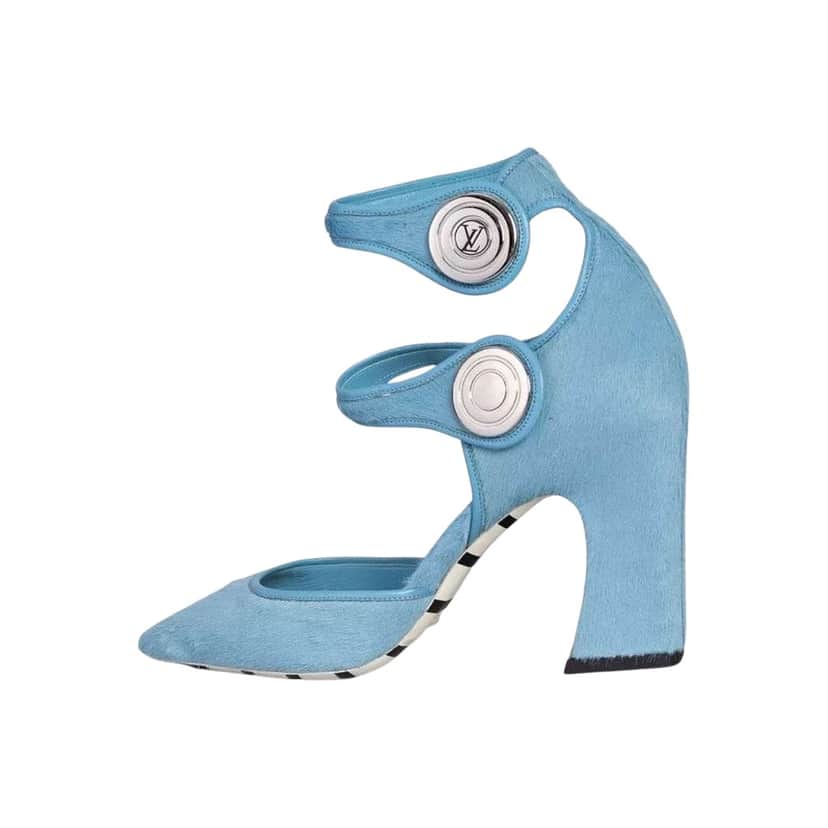 Louis Vuitton Haircalf Pointed Toe Pumps Blue Leather Very good condition - Front View