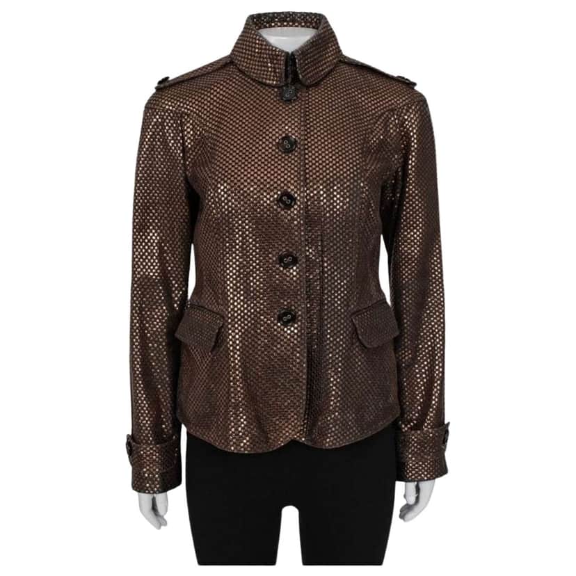 Burberry Jacket Brown Leather Very good condition - Front View