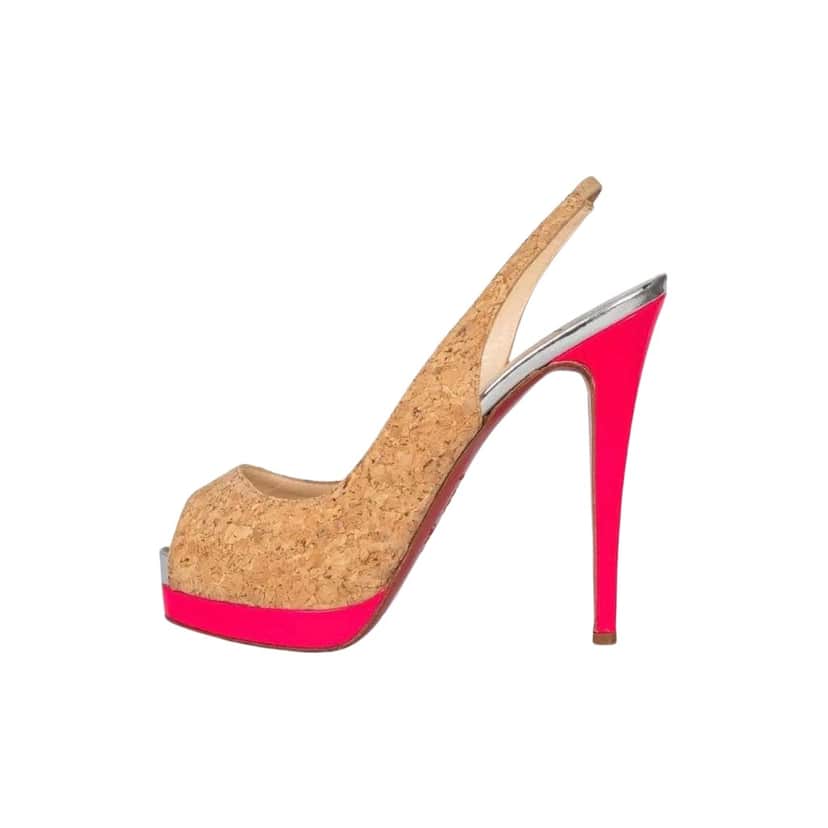 Christian Louboutin Catenita Cork Heels Brown Leather Very good condition - Front View